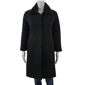 Jeanne Maag Womens Collared Zippered Long Sleeve Jacket Black Size S